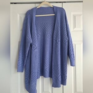 BloomChic Periwinkle Blue Open-Front Knit Cardigan 18-20 2x